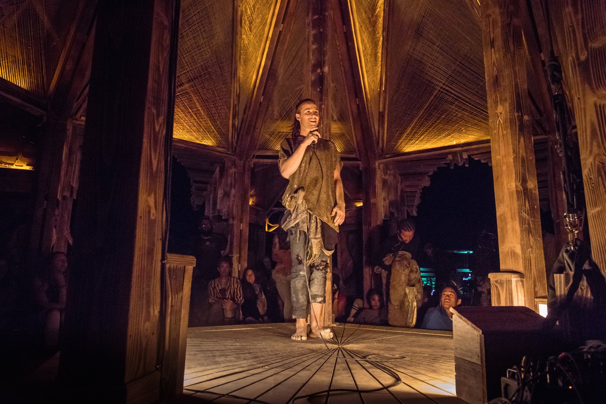 Performance, wooden temple stage