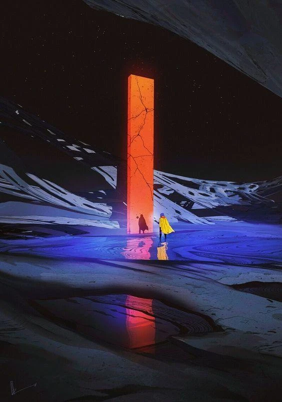 Glowing portal monolith